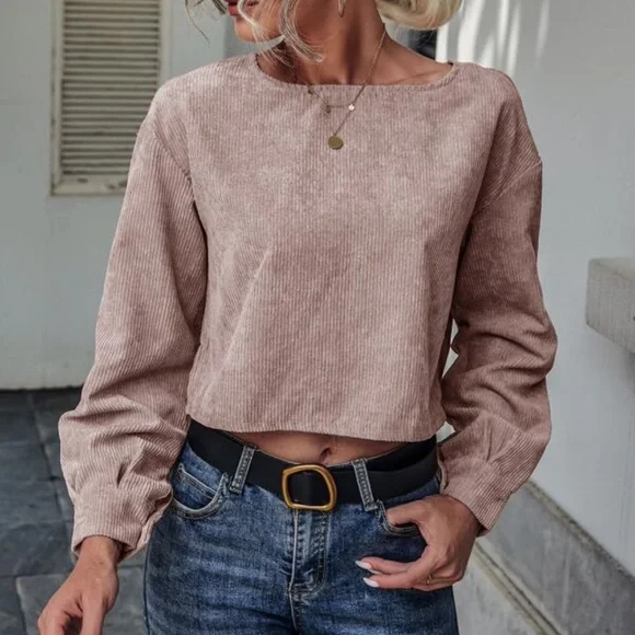 Classic Black Corduroy Cropped Top Minimalist y2k - Picture 6 of 14